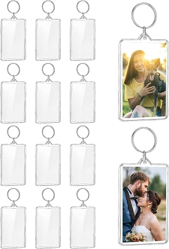 20 PCS Acrylic Photo Frame Keychain Holder, 2 X 3 Inch Pictures Insert Blank Keyring Clear Picture Holders for DIY