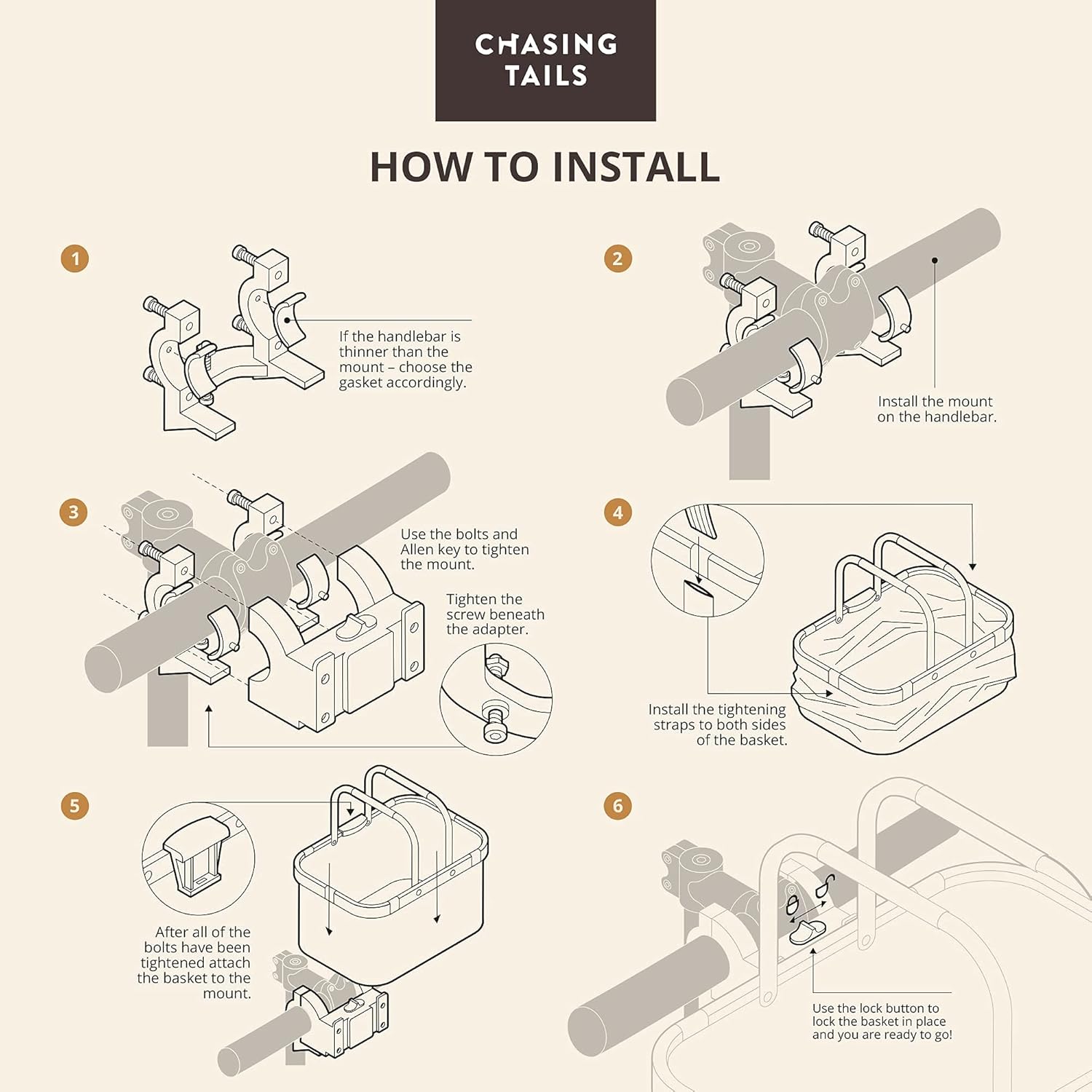 Chasing Tails Dog Bike Basket   Dog Basket for Bike with Reflective Safety Stickers, Foldable, Easy to Install Dog Bike Carrier   Adjustable Leash Included Photo