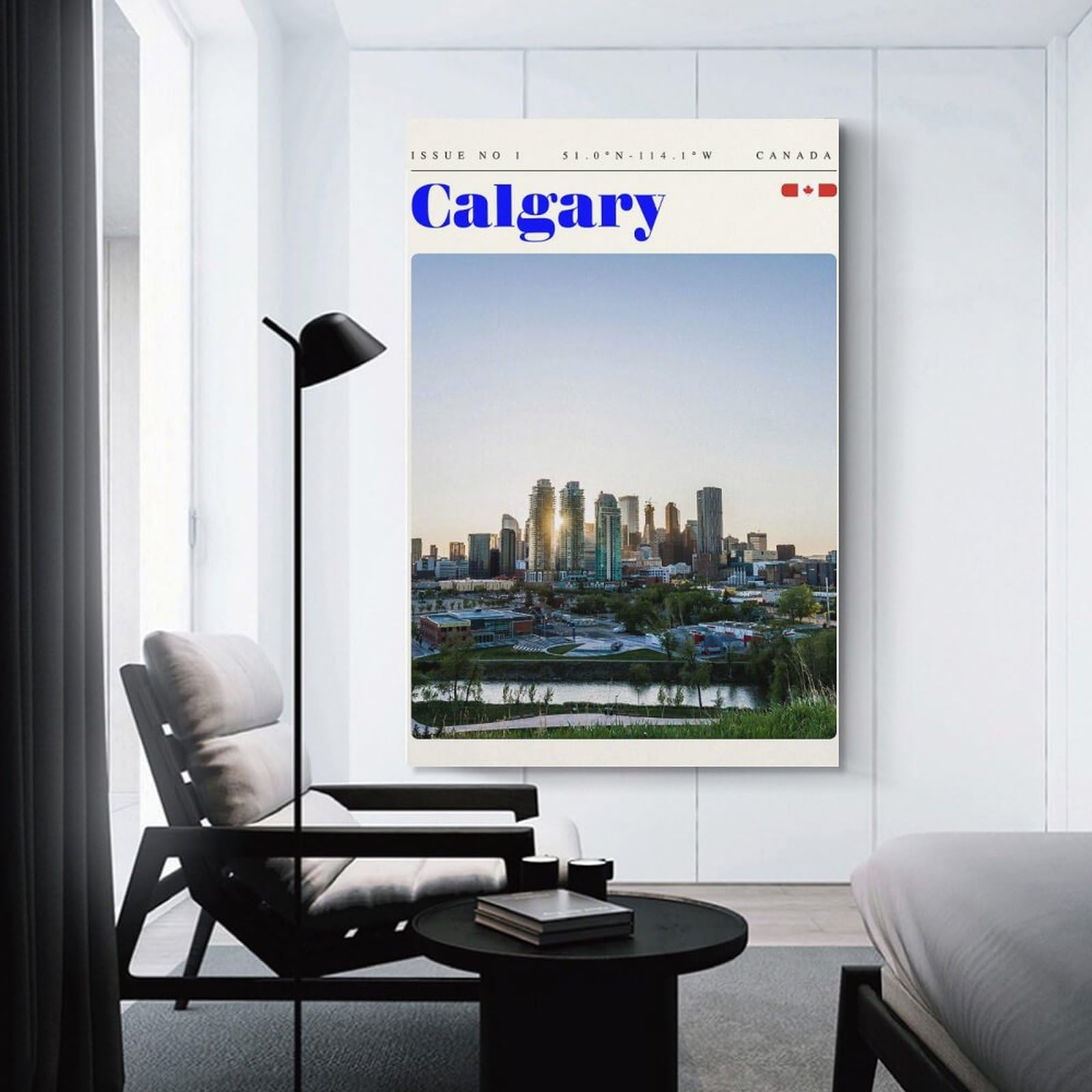 Junmoney Decorative Wall Artwork Calgary Alberta Travel Art, 24x36inch(60x90cm), for Living Room, Lounge Or Sitting Room, Modern Wall Decor for Cosy Interiors