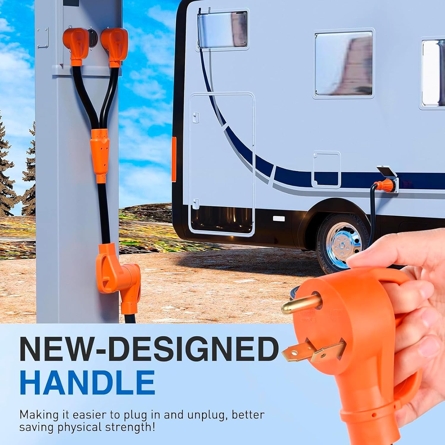 Nilight RV Y Splitter Adapter Cord 30 Amp to 50 Amp TT-30P Male Plug to 14-50R Female Receptacle Heavy Duty Electrical STW Wire Waterproof Cord for RV Camper Van Trailer