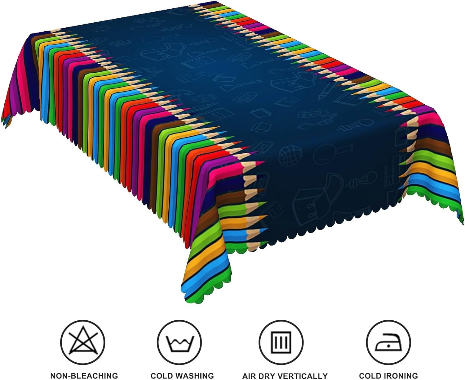 54x78inches Back to School Rectangle Tablecloth Blackboard Colorful Pencil Science Class Waterproof Table Cloth Cover for Kindergarten Dining Table First Day of School Welcome Party Decor
