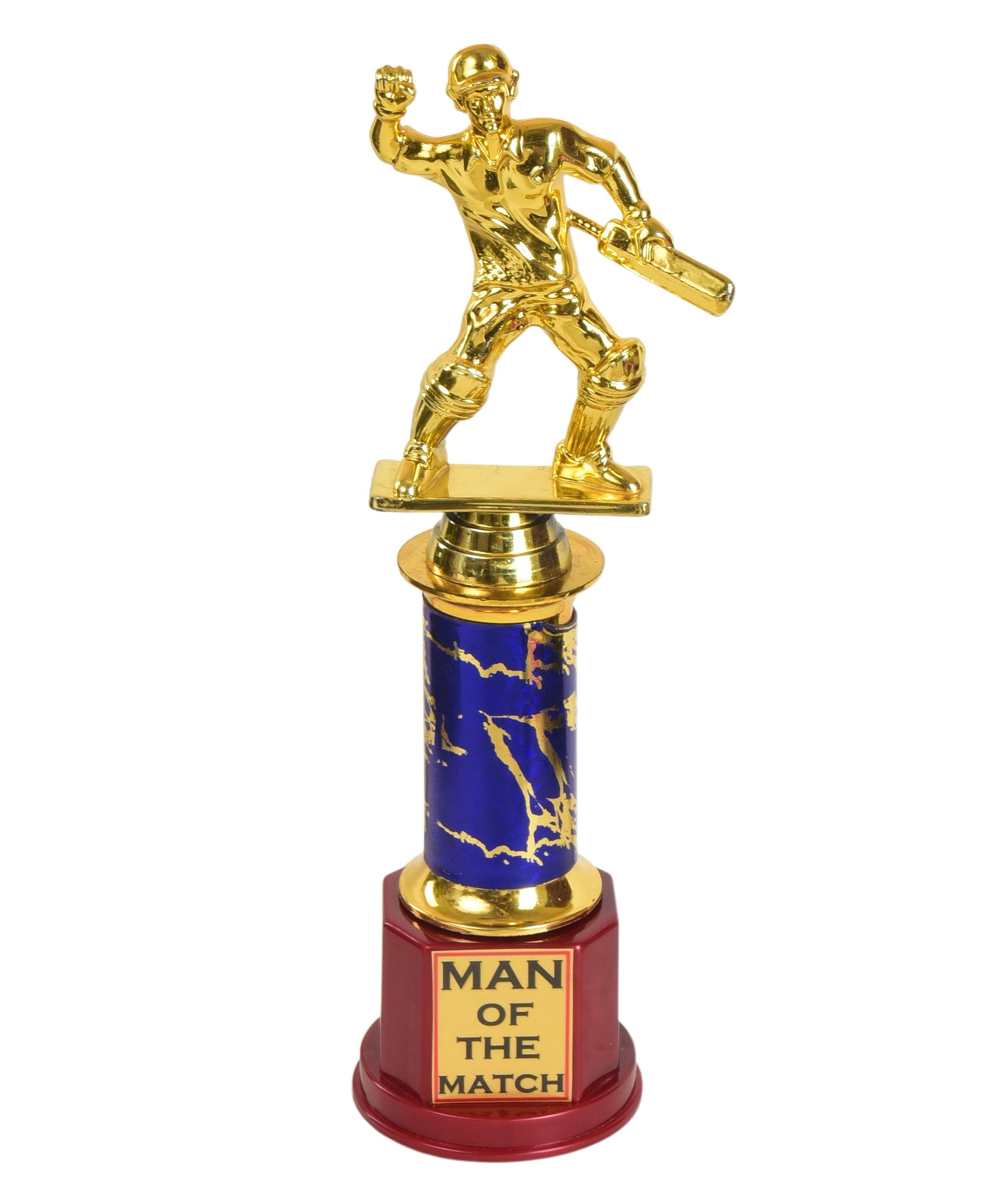 Cricket Trophy || Man of the Match Award || Best Batsman Stand Trophy (Golden-Blue, 29cm)-image-44