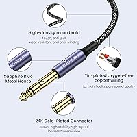 Vista 6 de MOSWAG Adaptador de conector de auriculares de 0.250 in 1/4 pulgadas a 0.138 in 1/8 pulgadas 3.28 pies/3.3 ft, cable de extensión de 1/8 hembra a