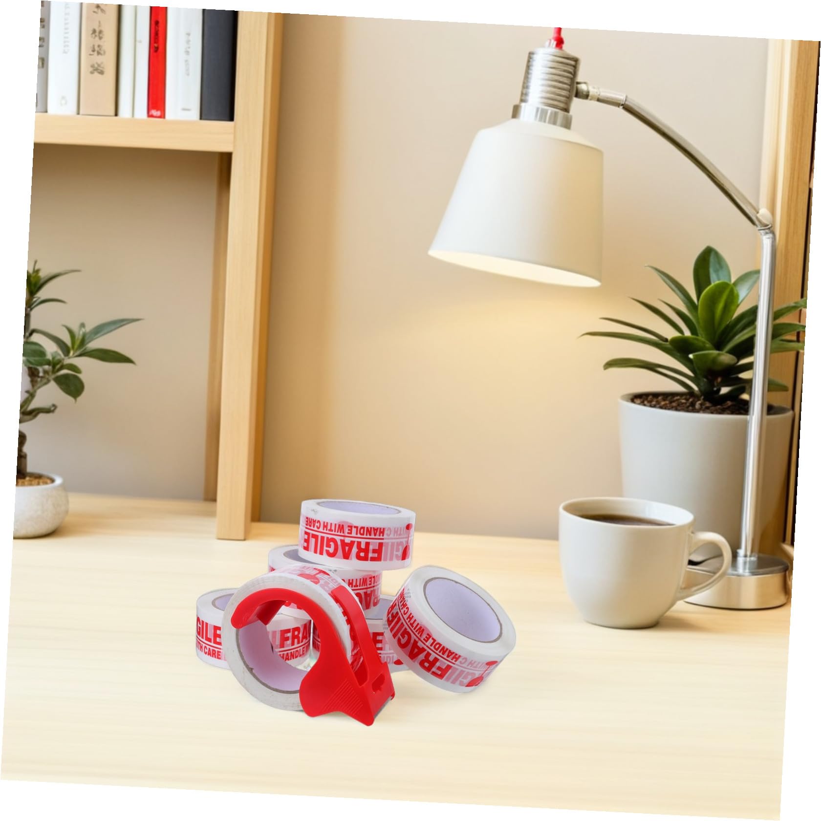 6 Rollen Zerbrechliches Bedrucktes Packband für Versand und Transport | Rot, Pvc und Papier, Internationale Kennzeichnung, Sichere Versiegelung, Praktische Ausgabe, Leichte Identifikation