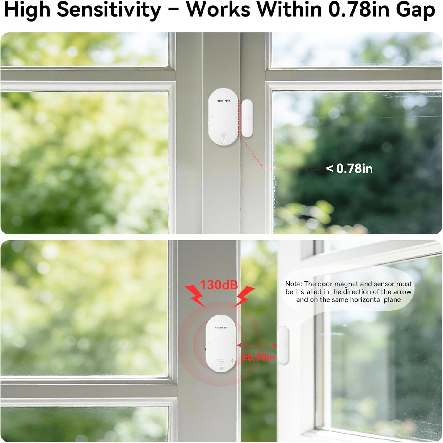 TECKNET Door Window Alarm, Personal Safety Two-Way Door and Window Alarm System, Door Alarms for Kids Safety, 2-in-1 Alarm & Chime, 3-Level Volume Control, Door Alarm for Home Security(6 Pack)