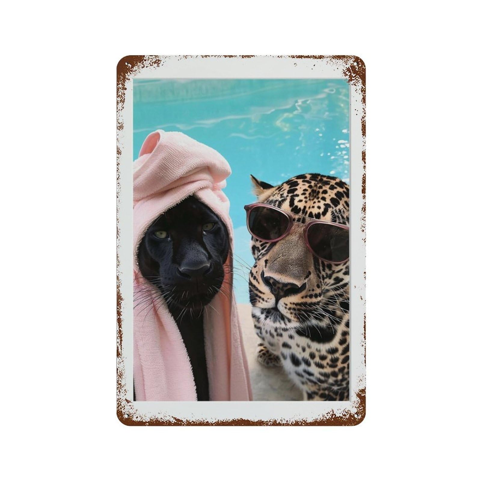 xiaoxiaoshen Pool Panthers, Photography S1 Wall Decor Art Metal Tin Poster Modern Home Decor Art Home Bar Shop Decorations Vintage Sign 30x20cm