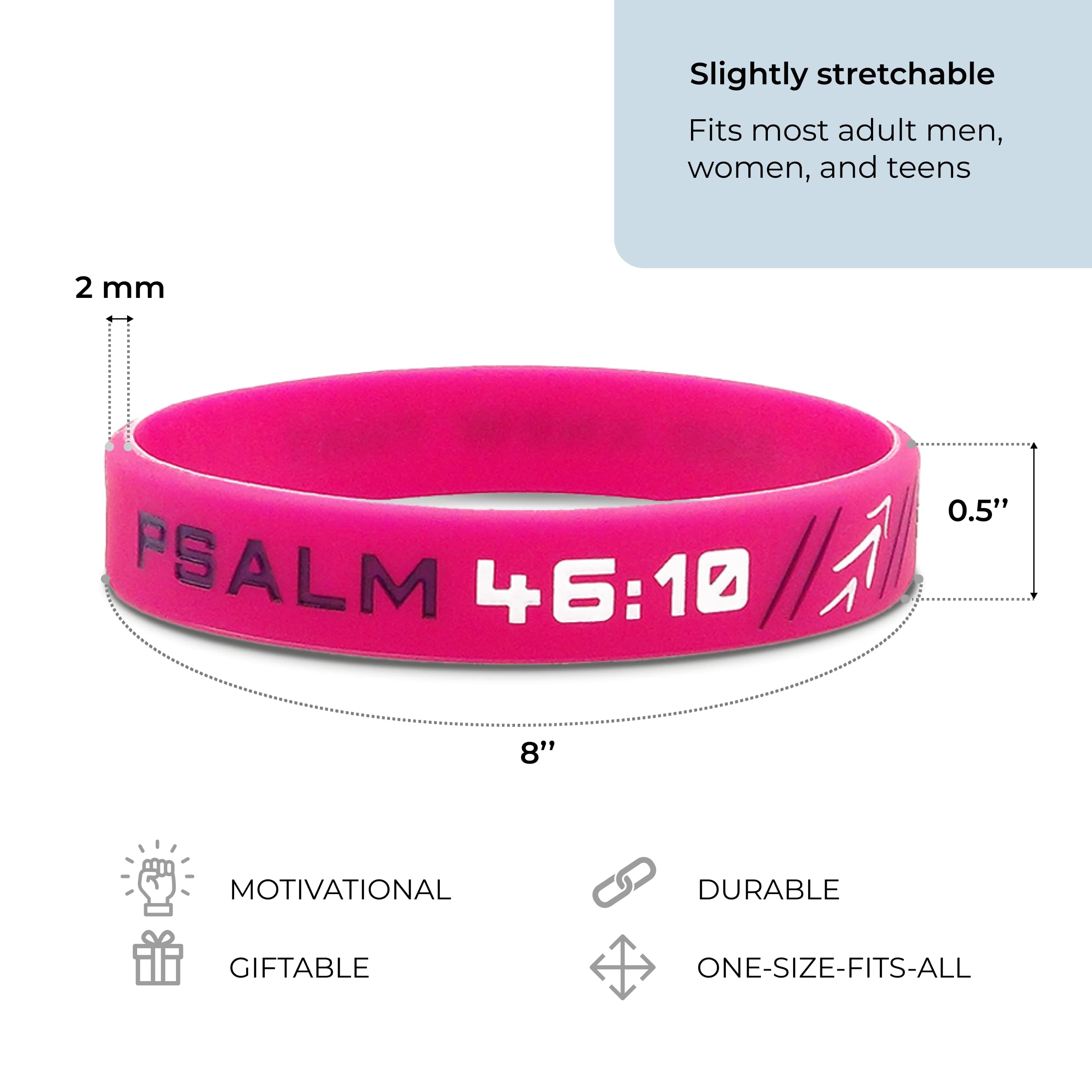 Inkstone (12-pack WWJD Bracelets - Bible Wristbands with Words from New Testament - Religious Church Gifts Supplies in Bulk for Christian (Philippians 4:13/Luke 1:37/Proverbs 3:5/Psalm 46:10) - Image 3