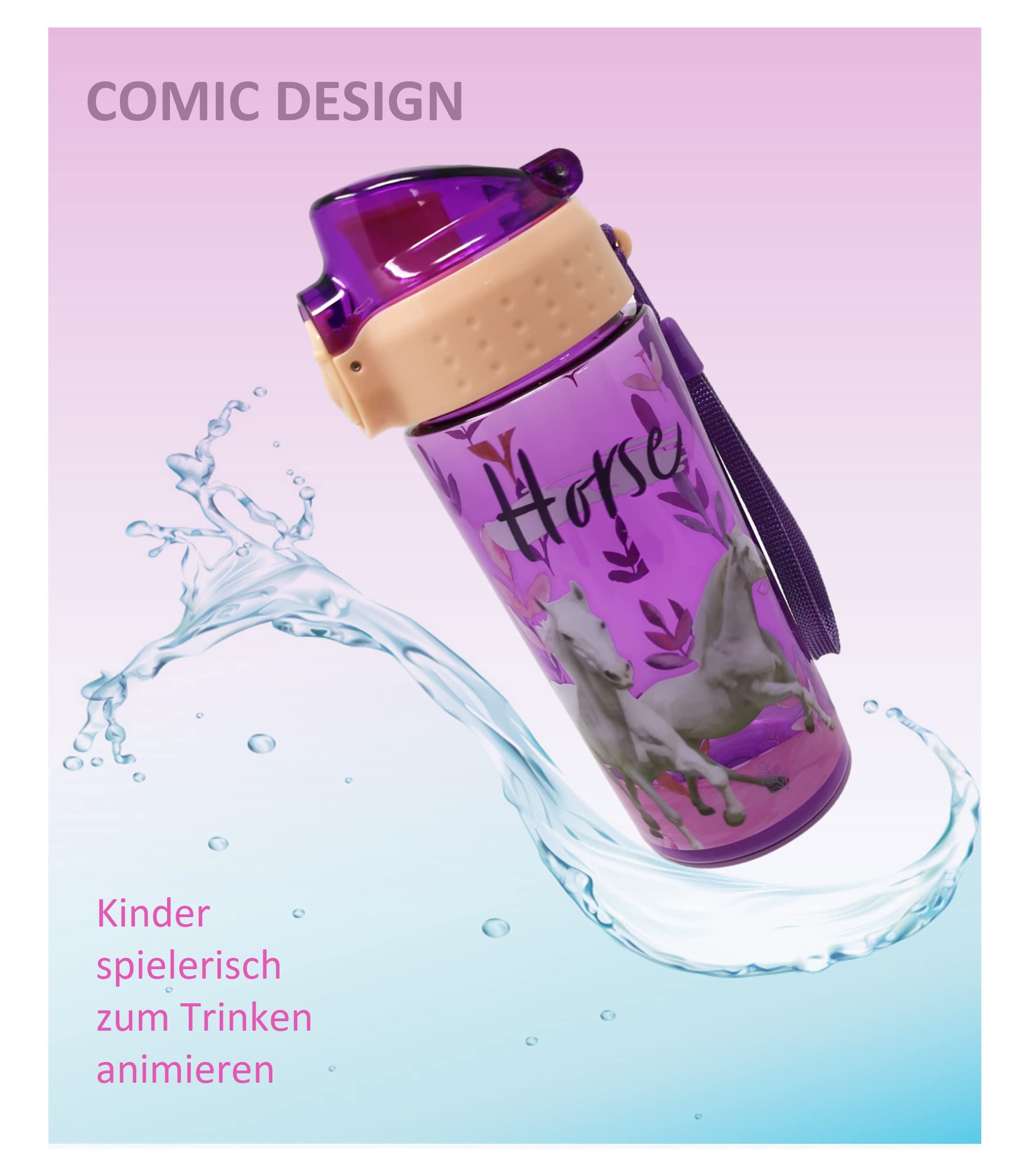 Theonoi Gourde Anti-fuite Pour Enfants, Incassable, Légère, En Tritan, Sans BPA, 500 Ml, Pour L'école, La Maternelle, Le Sport, Dinosaure
