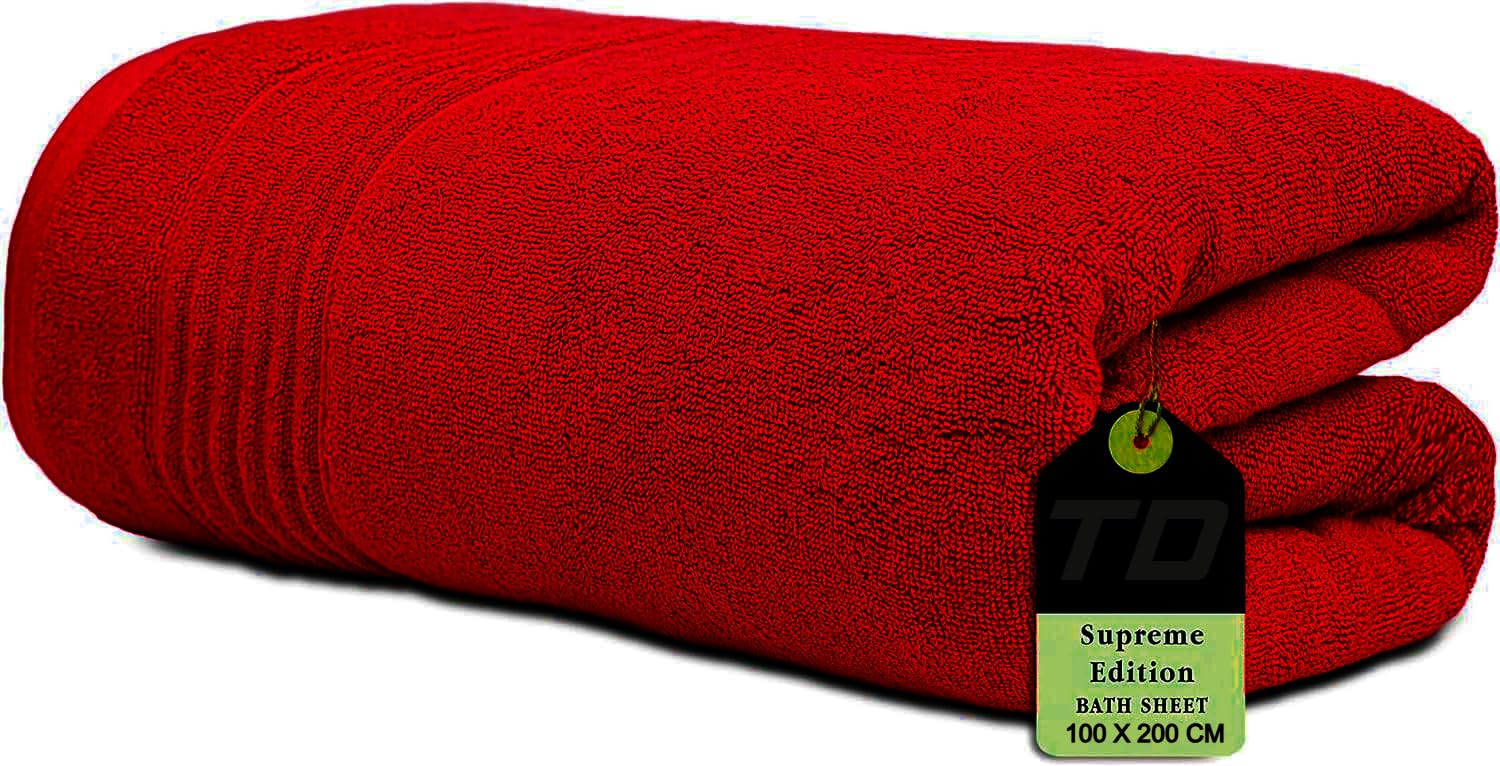 Textile Do Red Luxury Super Jumbo Bath Sheet (100 X 200 Cm-700 Gsm) 100% Egyptian Cotton Extra Lage Bath Sheet Towels (Cotton, )