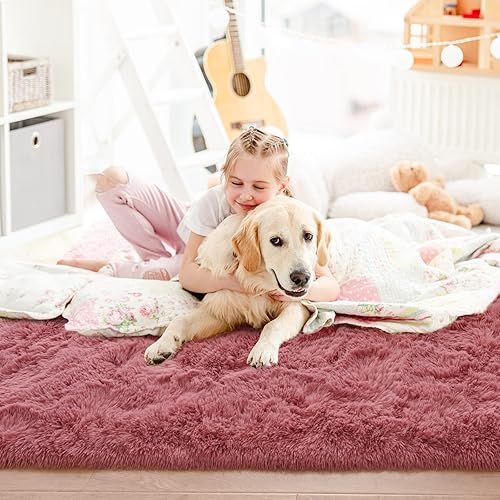 Miniatura 2 de Comeet Super Soft Bedroom Rug Fluffy Carpets 4 x 6 Feet Black Shaggy Area Rug for Living Room Bedroom Baby Room Non-Slip Indoor Room Carpet for Kids