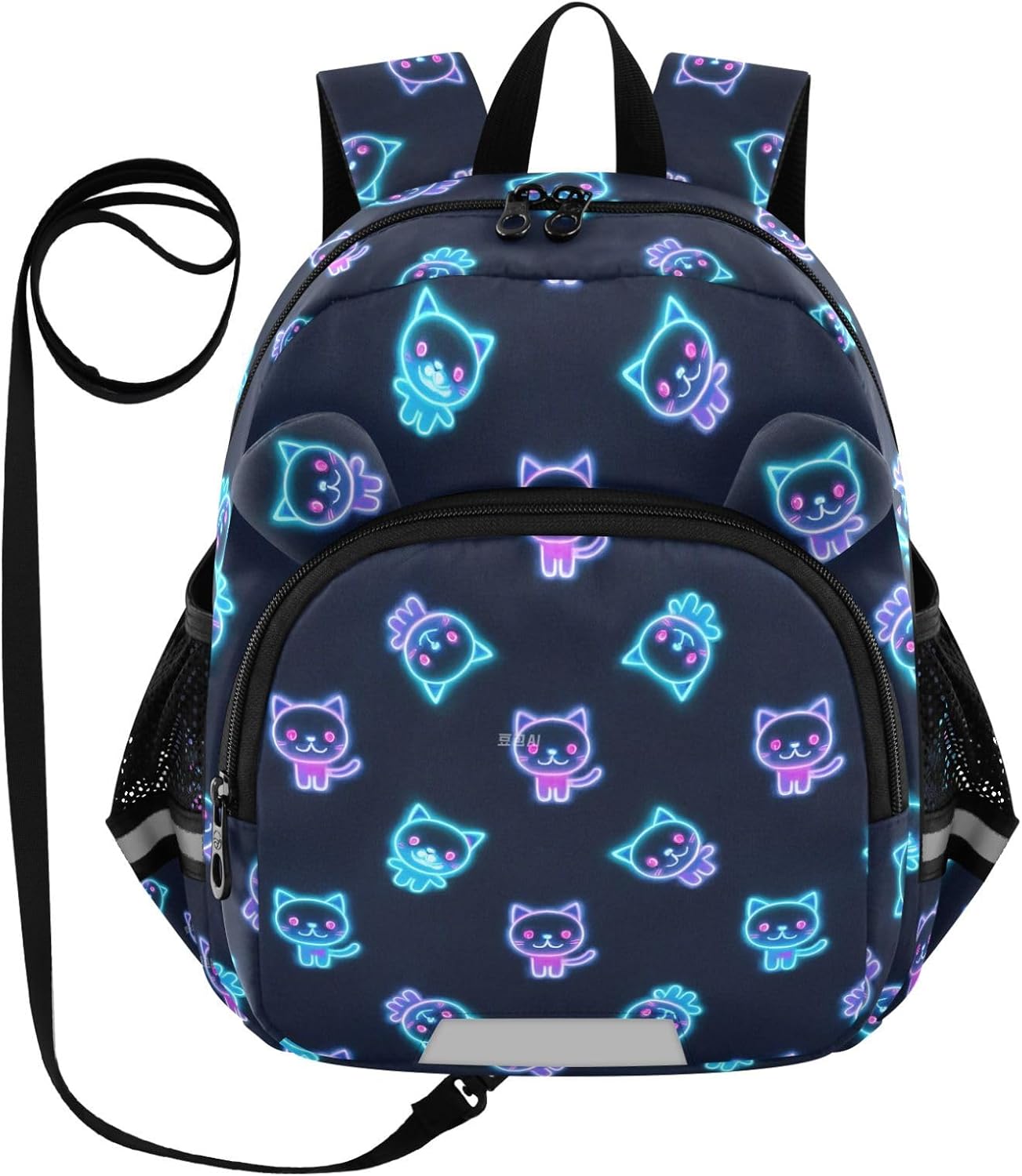 Cute Ears Toddler School Backpack Leash Cool Girls Anti-Lost Personalized Daycare Bag For Toddle with Reflective Strip Cartoon Cute Colorful Fluorescent Neon Cat mochilas para ni?as de