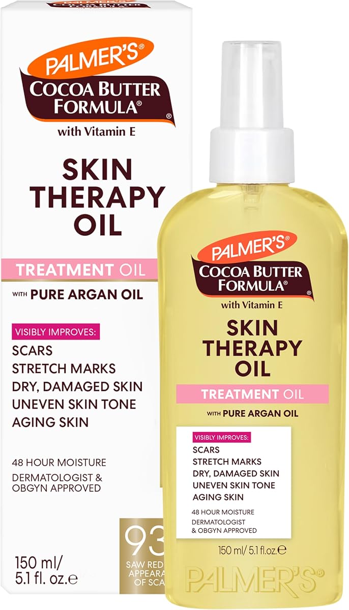Skin Therapy Body Oil, Moisturizing Cocoa Butter Formula (5.1 Oz) | Deep Body Moisturizer for Dry, Damaged Skin with Vitamin E & Pure Argan Oil, Helps Imrove Appearance of Scars, Stretch Marks
