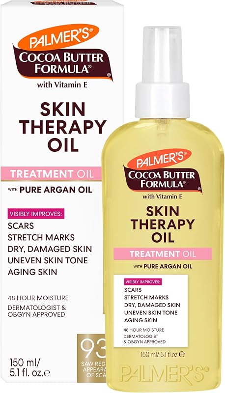 Skin Therapy Body Oil, Moisturizing Cocoa Butter Formula (5.1 Oz) | Deep Body Moisturizer for Dry, Damaged Skin with Vitamin E & Pure Argan Oil, Helps Imrove Appearance of Scars, Stretch Marks