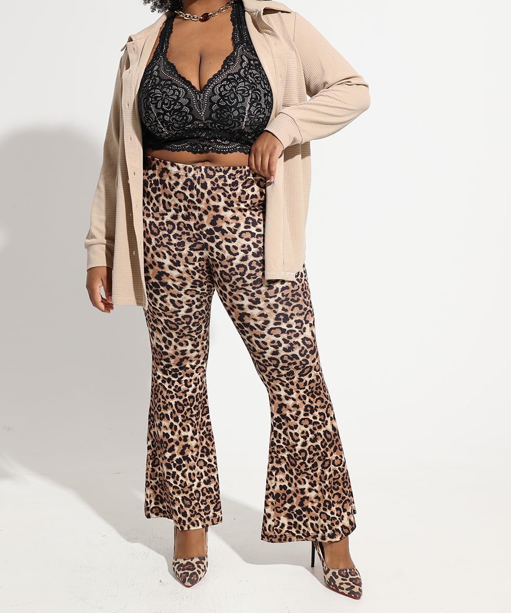 RITERA Plus Size Pants for Women Long Flared Pants Oversized Boot Cut Leggings Tummy Control Bell-Bottoms Basic Tight - Image 4