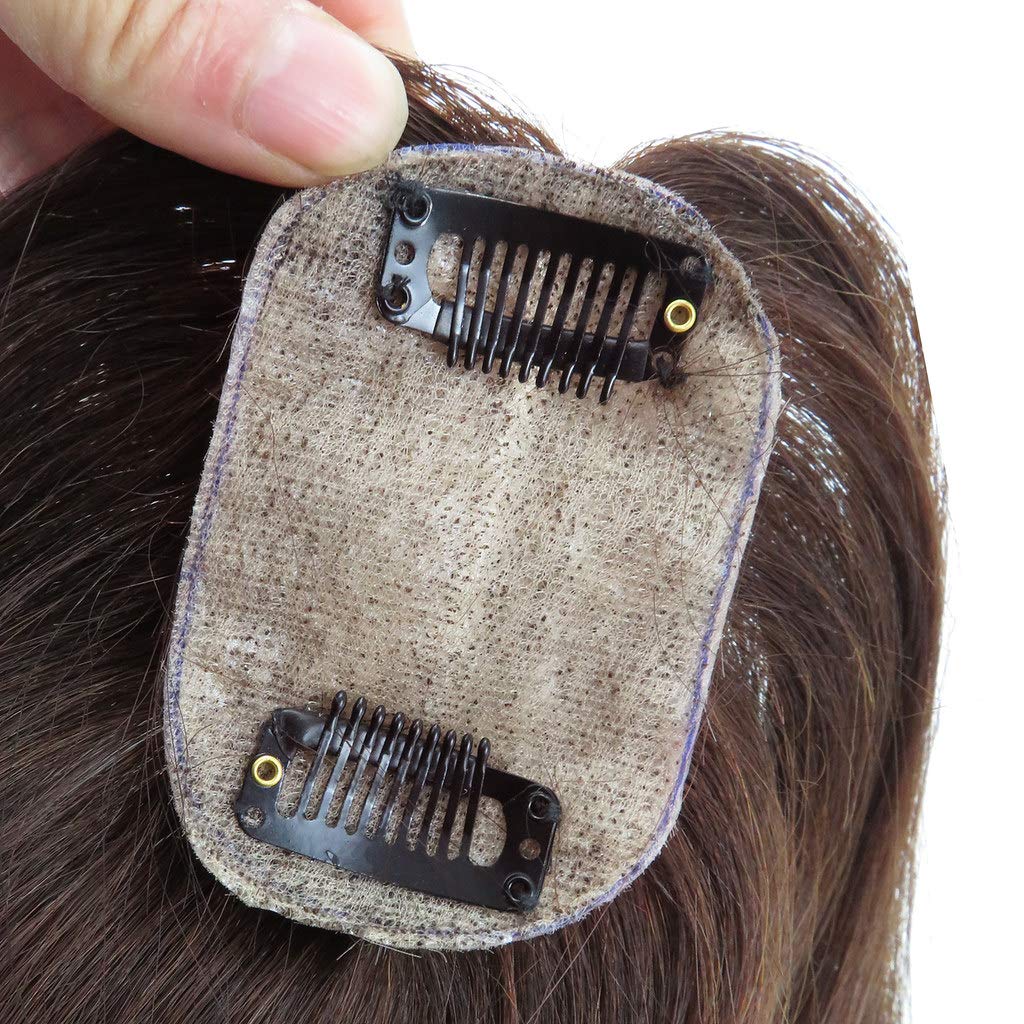 RemeeHi Real Human Hair Piece Pu Similar to Silk Base Women Topper or Toupee Wiglet Top Thin Loss Hair 5x8 Brown 20cm