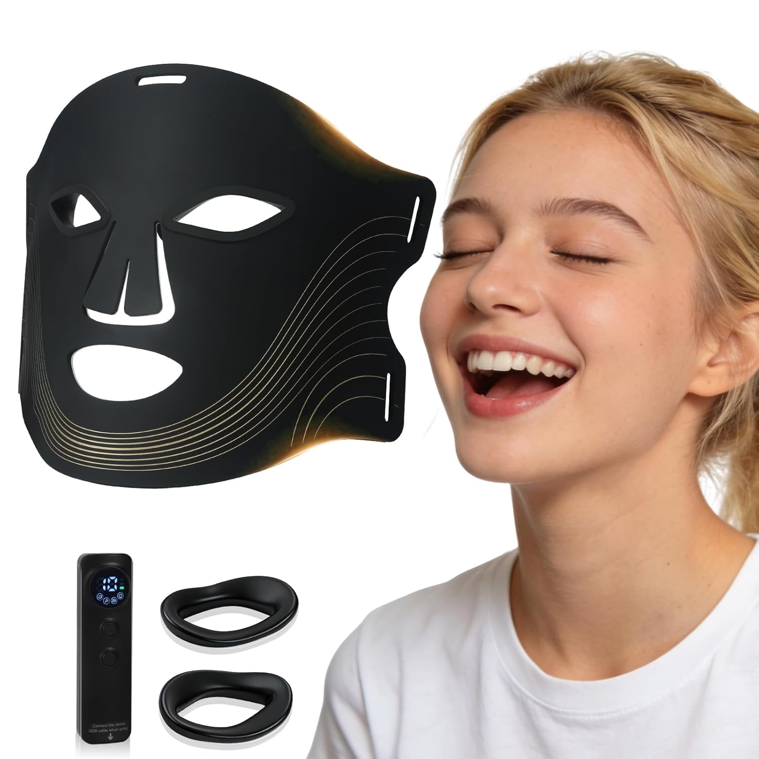 Red Light Therapy for Face, 7 in 1 Portable Led Face Mask, Red Light Mask for Anti-Aging，2000mAh Rechargeable with Remote Device, Skin Brightening & Rejuvenation, Facial Treatments & Masks at Home