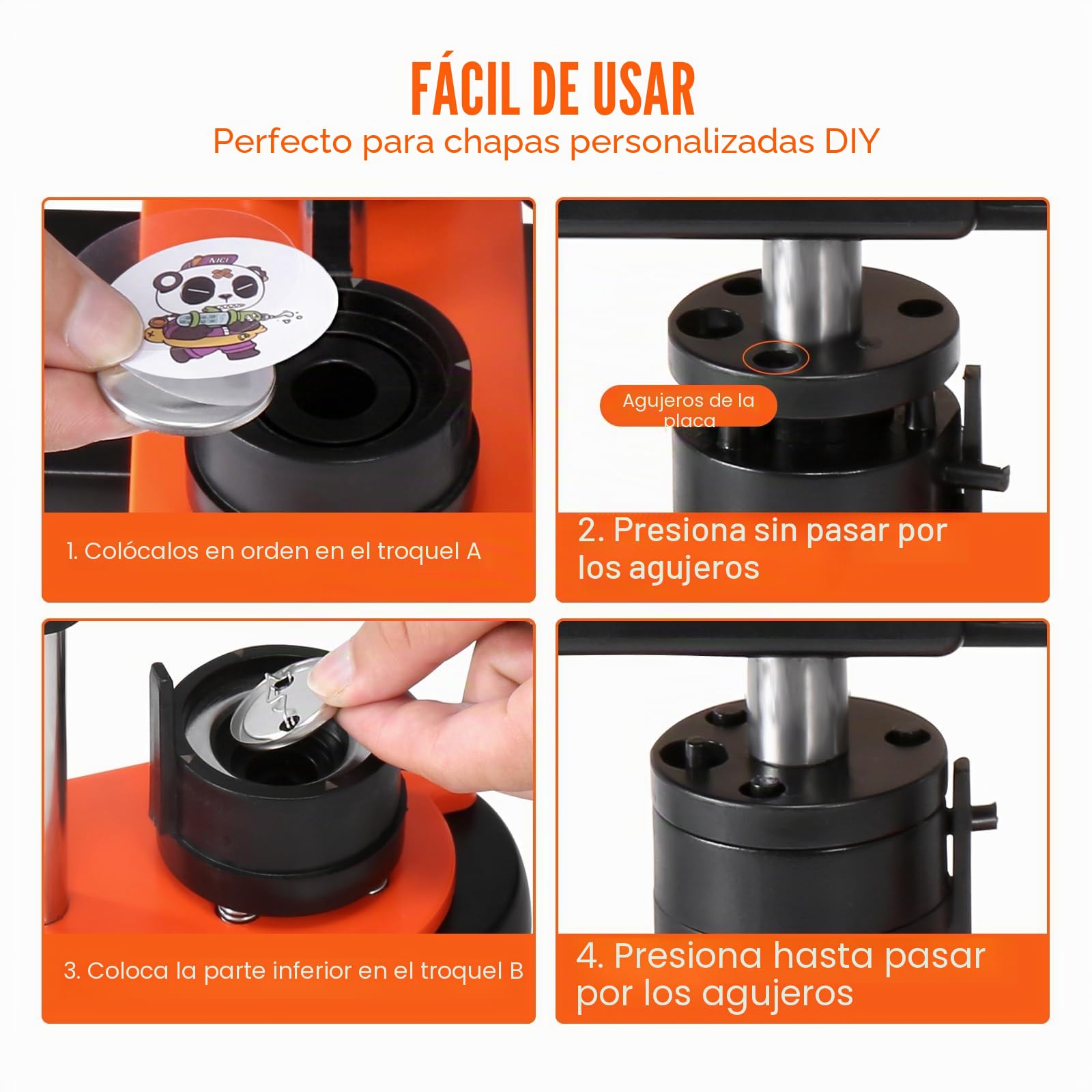 VEVOR Máquina para Hacer Botones de 32 mm Prensa para Insignias con 500 kits de Consumibles Libro Mágico y Cortador de Círculos Fabricante de Insignias de Plástico Resistente para Hacer Insignias