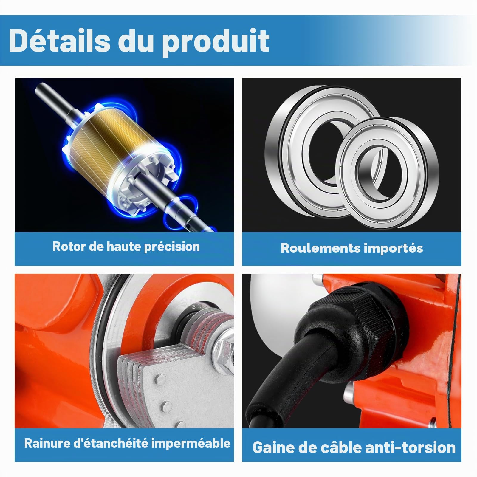 MXBAOHENG 100 W Moteur électrique de vibration force de vibration réglable, 50 kg Moteurs vibrants avec prises EU et transmissions pour table vibrante, écran vibrant, machine de criblage de sable