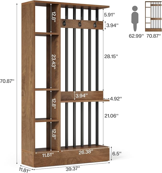 Biombo Tribesigns divisorio para habitación con estantes, 71" independiente miniatura 2