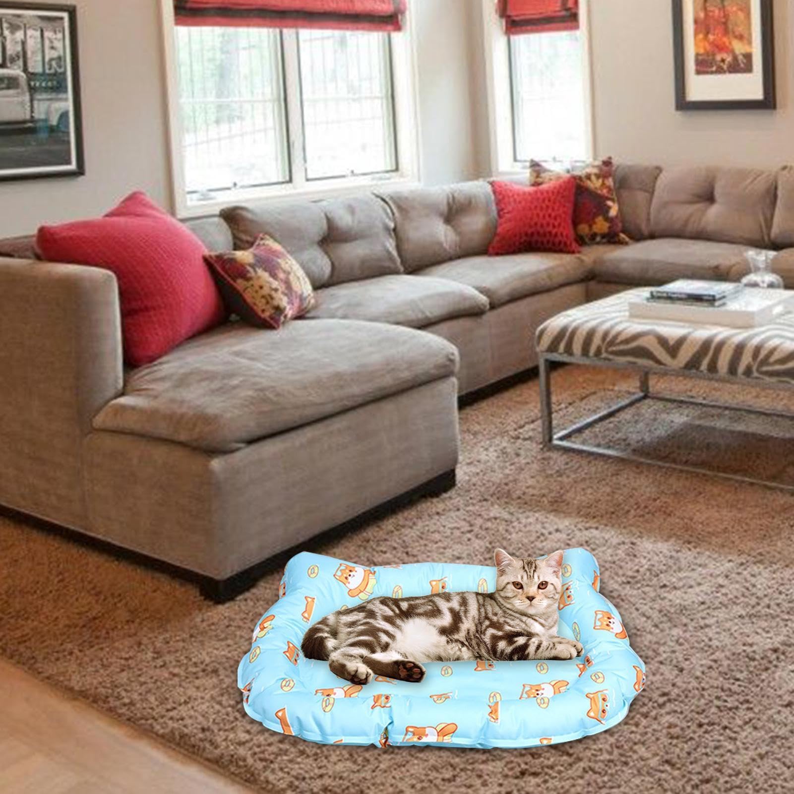Alfombrilla de refrigeración para perro, almohadilla de hielo de gel para mascotas, almohadilla térmica suave, manta ligera de verano con capa impermeable, alfombrilla de viaje para Ani