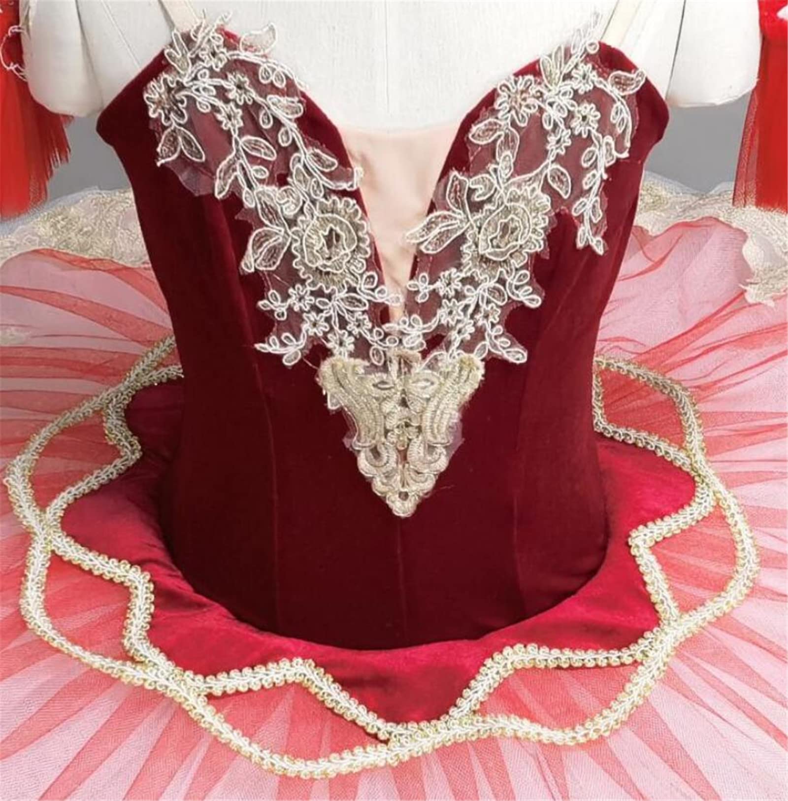 OTMYIGO Falda de tutú de Ballet Rojo Vestido de Ballet niña Traje de Lago de los cisnes Vestido de Competencia de Ballet Profesional de niña de Lago de los cisnes,Rojo,130