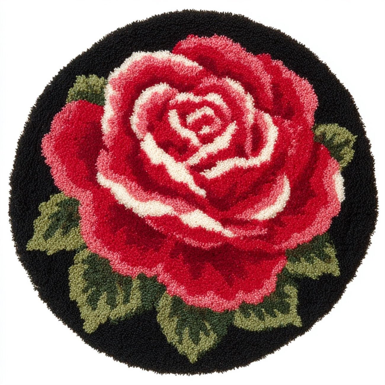 Kitquiver Latch Hook Rug Kits Red Roses 60x60cm