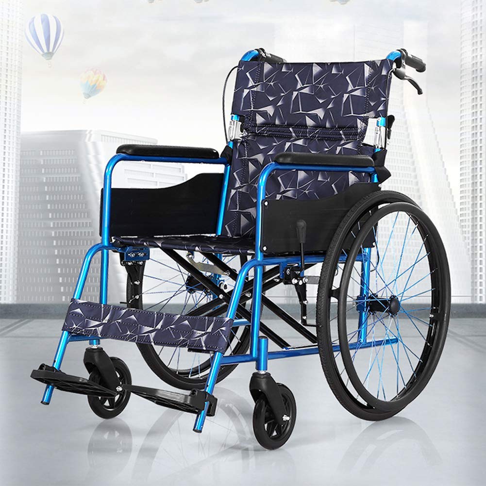 Cuscino per sedie a rotelle Pieghevoli in Alluminio Leggero con Schienale Pieghevole, Pedali Pieghevoli, Borsa portaoggetti Posteriore per Sedia a rotelle