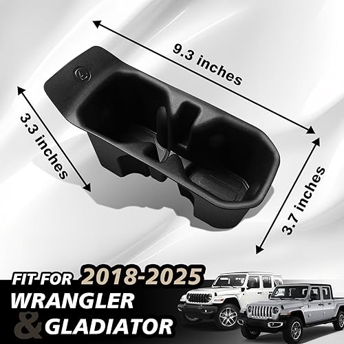 Miniatura 2 de Muslogy Soporte para taza de consola central compatible con Jeep Wrangler (JLJLU) y Gladiator (JT) 2018-2024 2025 Accesorios para consola media,