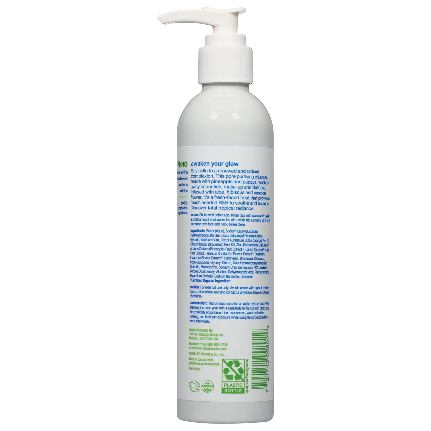 Alba Botanica Exfoliating Facial Cleanser, with Pineapple Enzyme and Aloe Vera, 8 Oz (Packaging May Vary) Pineapple 8 Fl Oz (Pack of 1)