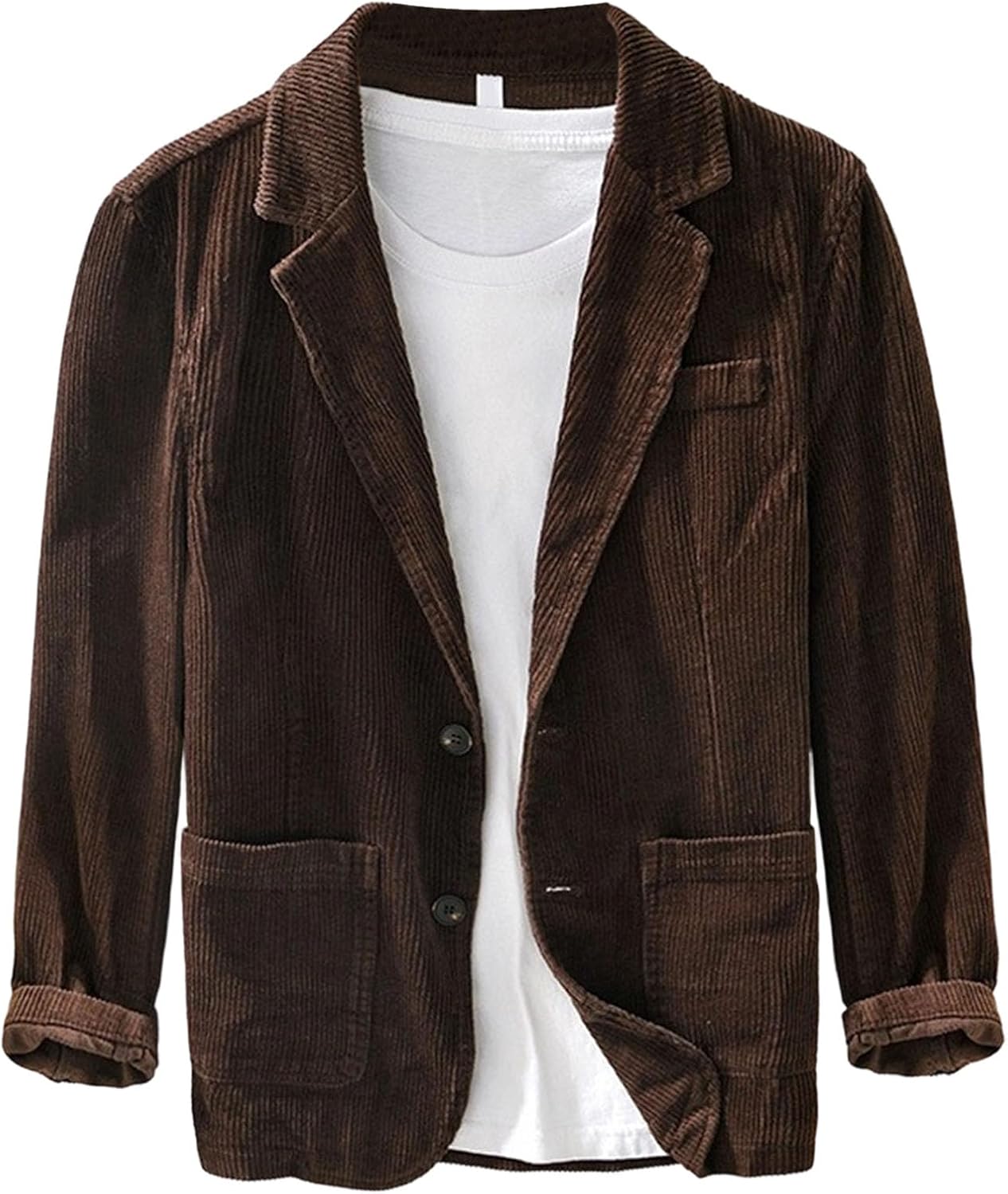 Men's Corduroy Blazer Suit Jacket Corduroy Suit Casual Sport Coat Slim Fit Two Button Sports Coat