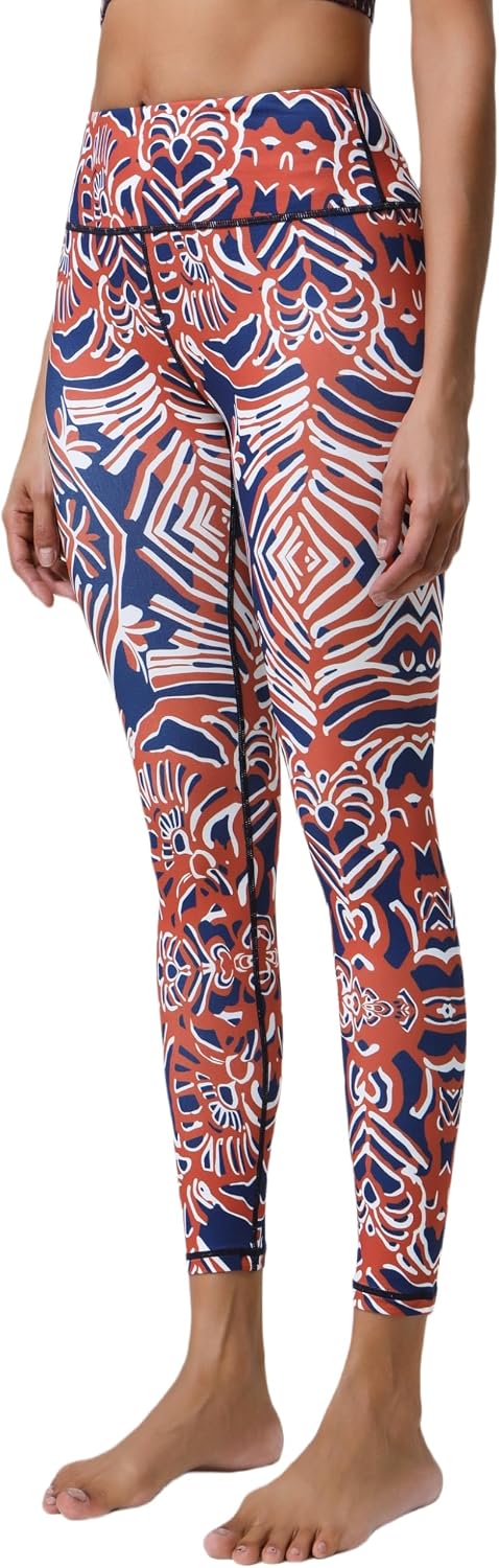 Hupplle Leggings for Women Printed Pattern High Waisted Tummy Control Buttery Soft Stretchy Workout Yoga Running Casual Pants (US, Alpha, Medium, Regular, Regular, Floral Orange)