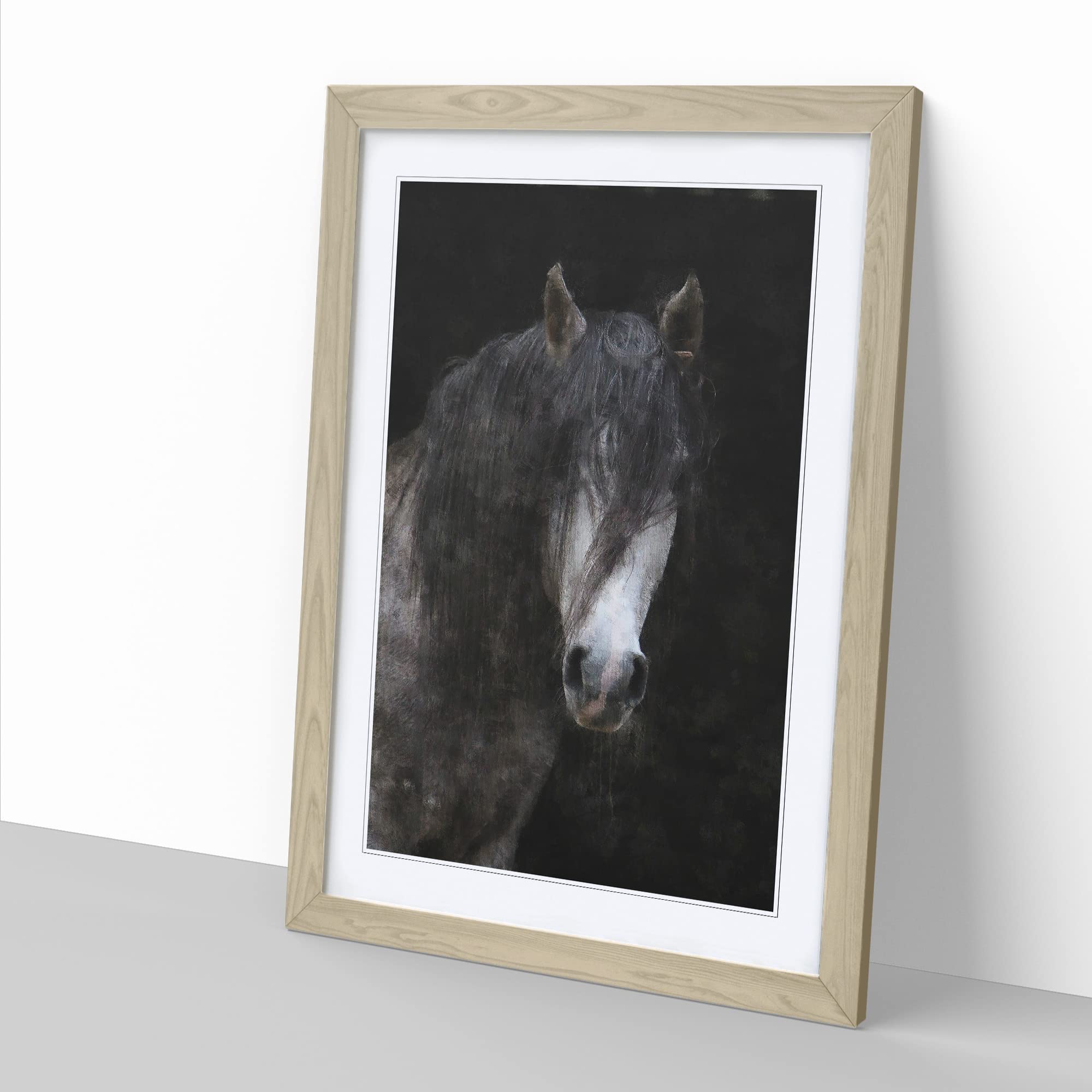 Face Of A Horse Painting Modern Framed Wall Art Print, Ready to Hang Picture for Living Room Bedroom Home Office Décor - Image 2