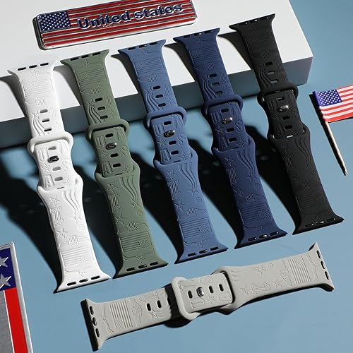 Miniatura 2 de 6 Packs Cartoon Engraved Bands Compatible with Apple Watch Band 40mm 38mm 44mm 45mm 49mm 42mm Women, Designer Silicone Cute Soft Strap for Apple