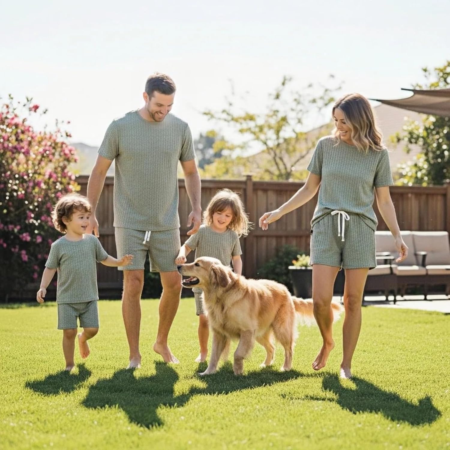 IFFEI Mommy and Me Pajamas Family Matching Pj Sets 2 Piece Lounge Set Soft Loungewear Sleepwear Tops and Shorts with Pockets