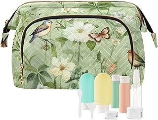 Kigai Spring Birds Floral Makeup Bag Cosmetic...