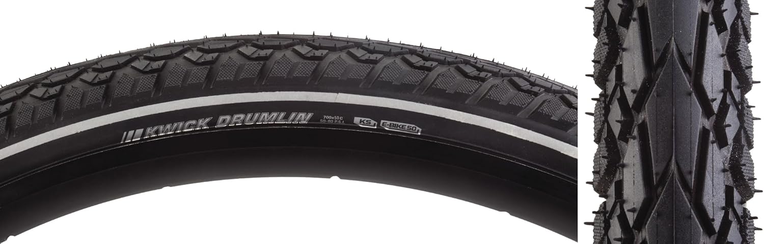 Kenda Kwick Drumlin Tire - 700 x 50, Clincher, Wire, Black/Reflective, 60tpi