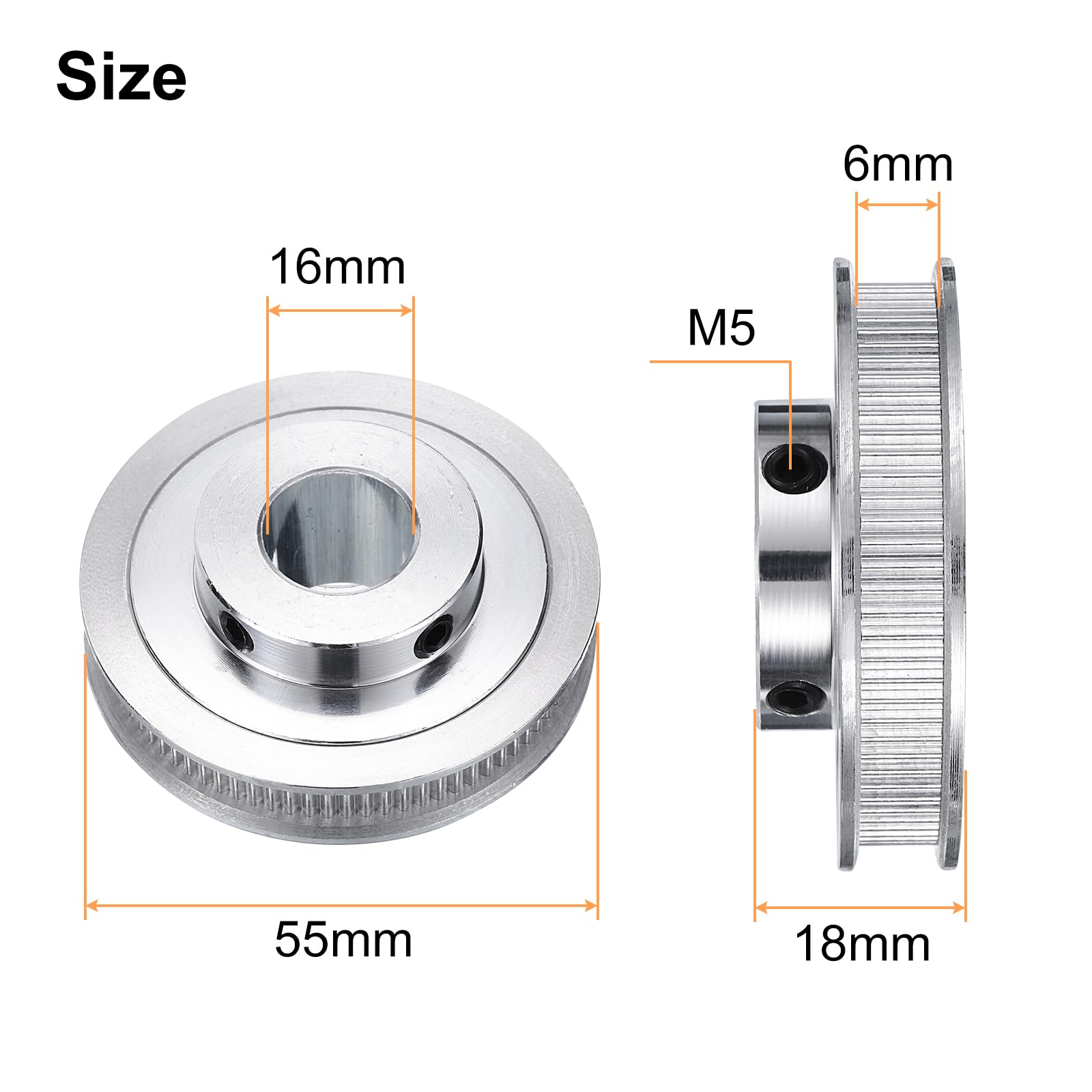 QUARKZMAN 4pcs Poulie Synchrone GT-2 80 Dents Alésage 16mm, Compatible Avec Courroie De 6mm De Largeur, Poulie D'Entraînement En Alliage D'Aluminium Pour Imprimante 3D, Machine CNC
