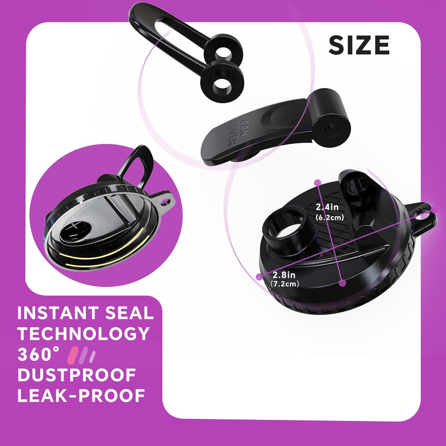 6-Pack Soda Can Lids with Handle Reusable BPA-Free Can Covers for Soda, Beer & Energy Drinks, Universal Fit 202/206 Cans, Helps Maintain the Taste of The Beverage (Black) - Image 3