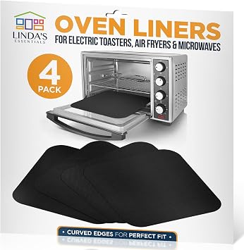 Toaster Oven Liners for Bottom of Oven (4 Pack) Reusable Non-Stick Heat Resistant Toaster Liners, Compatible with Breville, C