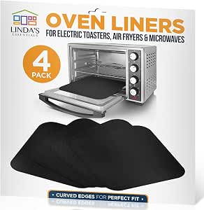 Toaster Oven Liners for Bottom of Oven (4 Pack) Reusable Non-Stick Heat Resistant Toaster Liners, Compatible with Ninja, Cuisinart, Emeril Lagasse & More, Toaster Mat, 12"x12"
