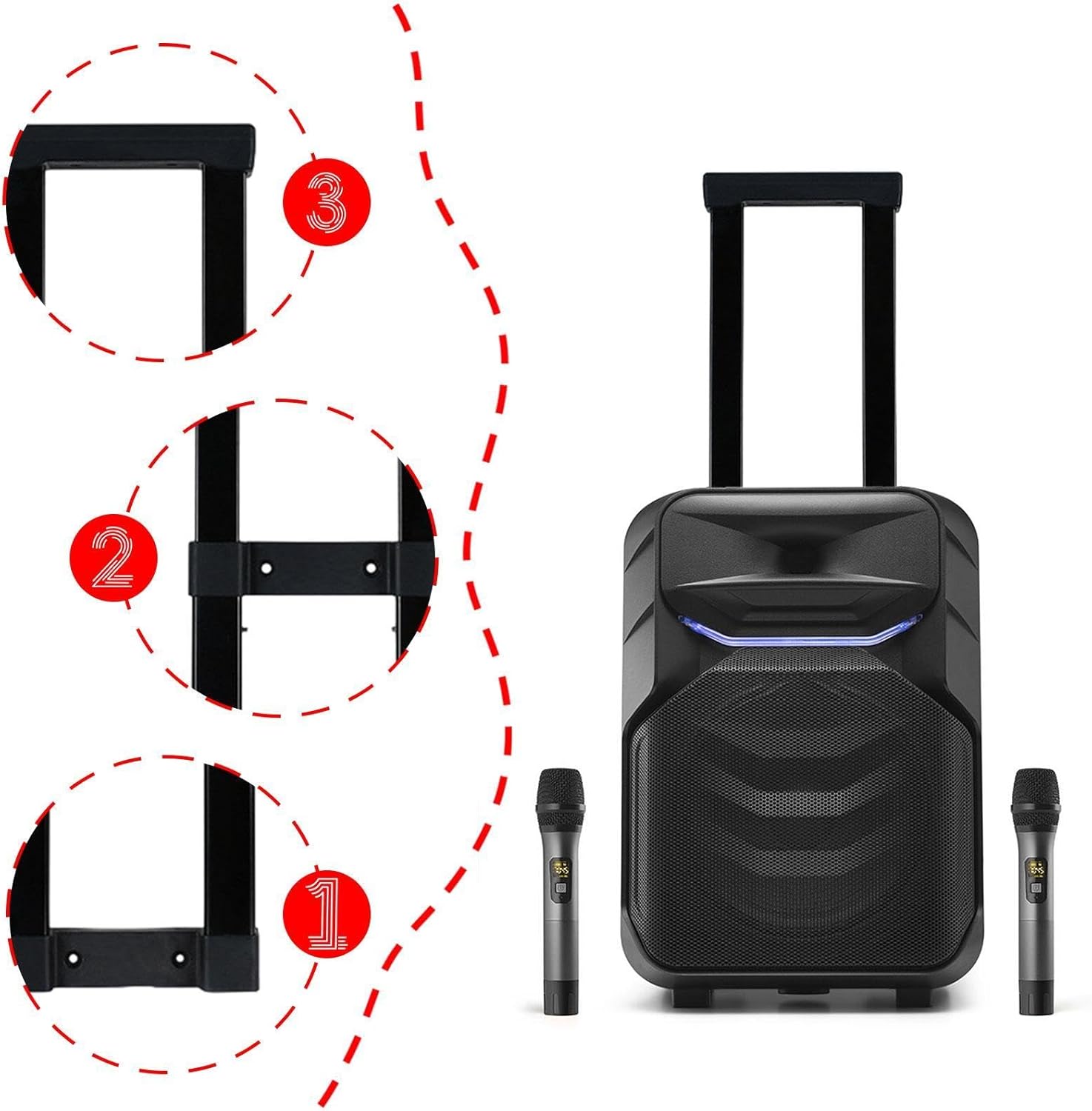 Telescoping Handle Replacement for Speaker, Height Adjustable Pull Rod, Professional Speaker Accessories, Easy Installation, Directly Replacement Parts for Speaker/Rolling Luggage/Cooler/Cart
