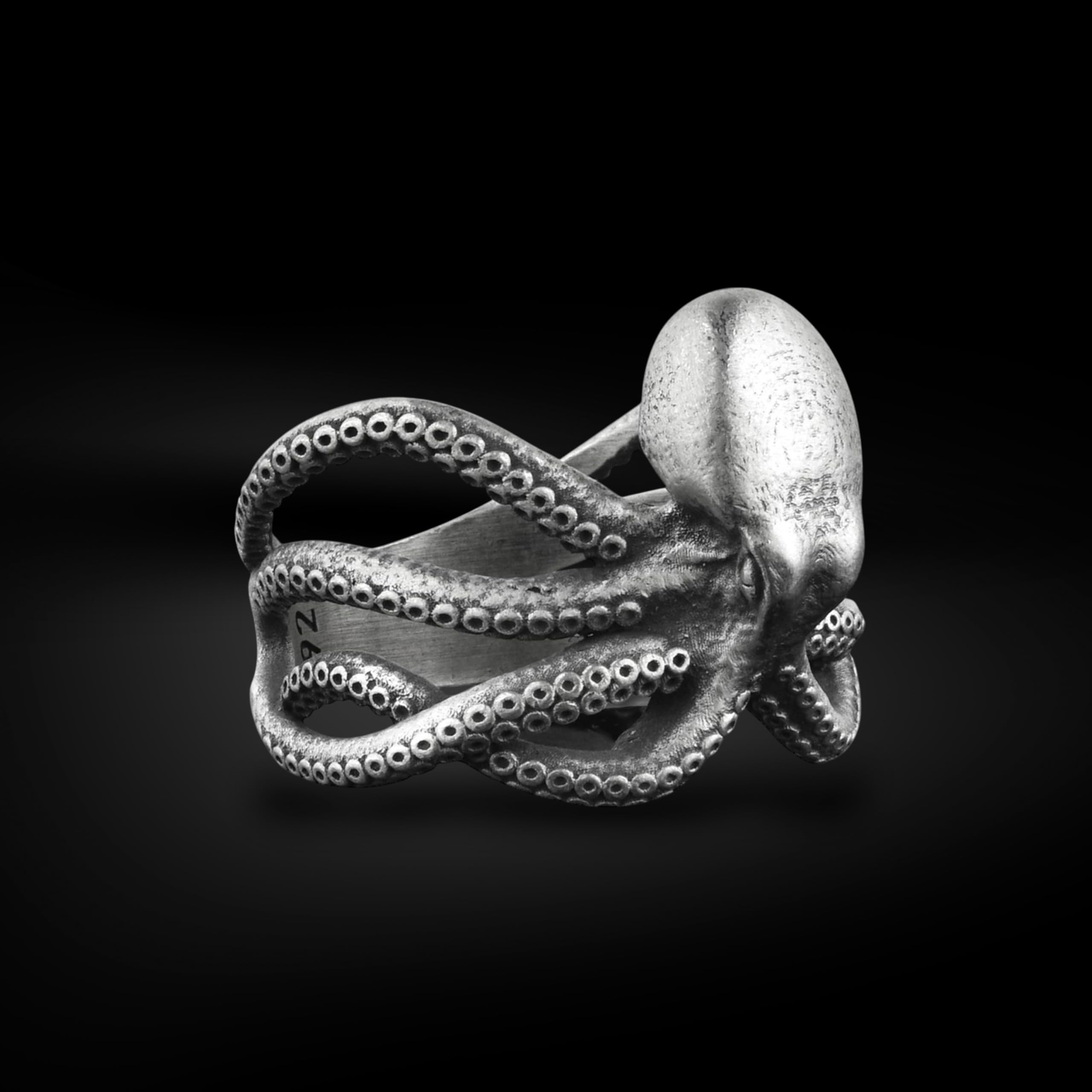 BySilverStone Jewelry Silberring Für Herren – Außergewöhnlicher Oktopus-Ring, Kraken-Ring Aus Oxidiertem Sterlingsilber, Meerestier-Ring Für Freund, Ozean-Ring Für Ehemann,
