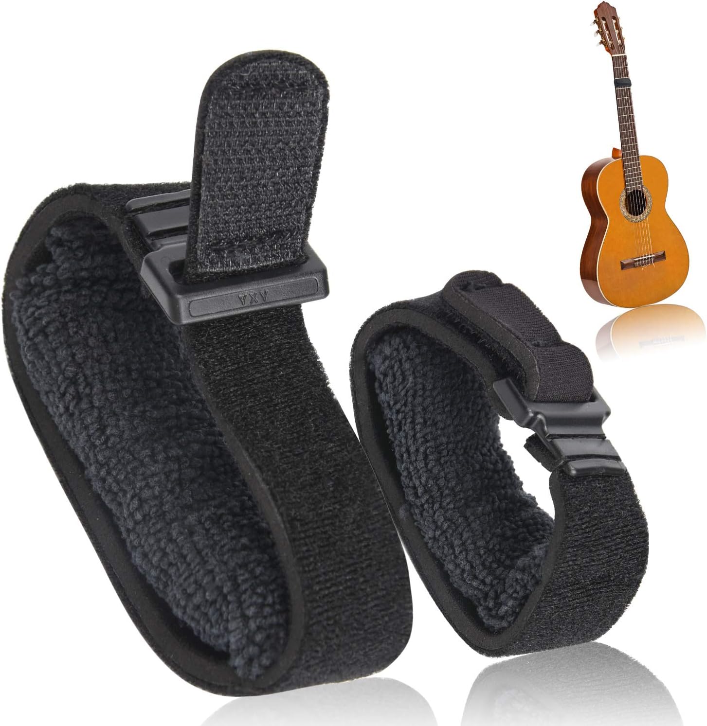 Facmogu 2PCS Guitar String Mute Dampener, String Cover Belt, Adjustable Bass Mute Silencer, Fretboard Muting Straps, Noise Damper Tape, Musical Instrument Accessories - Black