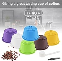 Vista 3 de Cápsula de café reutilizable para cafeteras Nescafe Dolce Gusto, paquete de 6 filtros de cápsulas de café coloridos recargables con cepillo