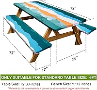 Vista 2 de Funda de mesa de picnic con fundas para bancos, elementos esenciales de camping, mantel de camping impermeable y a prueba de viento con bolsa