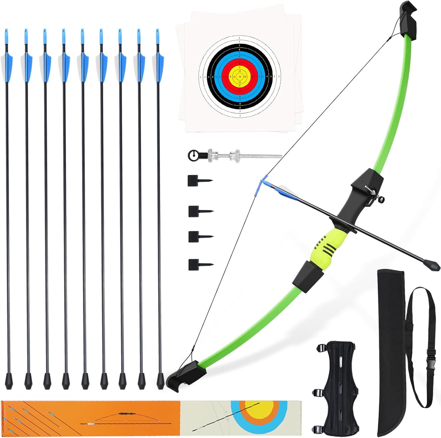 40" Youth Bow and Arrow Set for Kids 8-12 & Teens - Ambidextrous Recurve Archery Gear with Safety Arrows - Toys for Ages 8-13, Backyard Games Gift for Beginner Archers