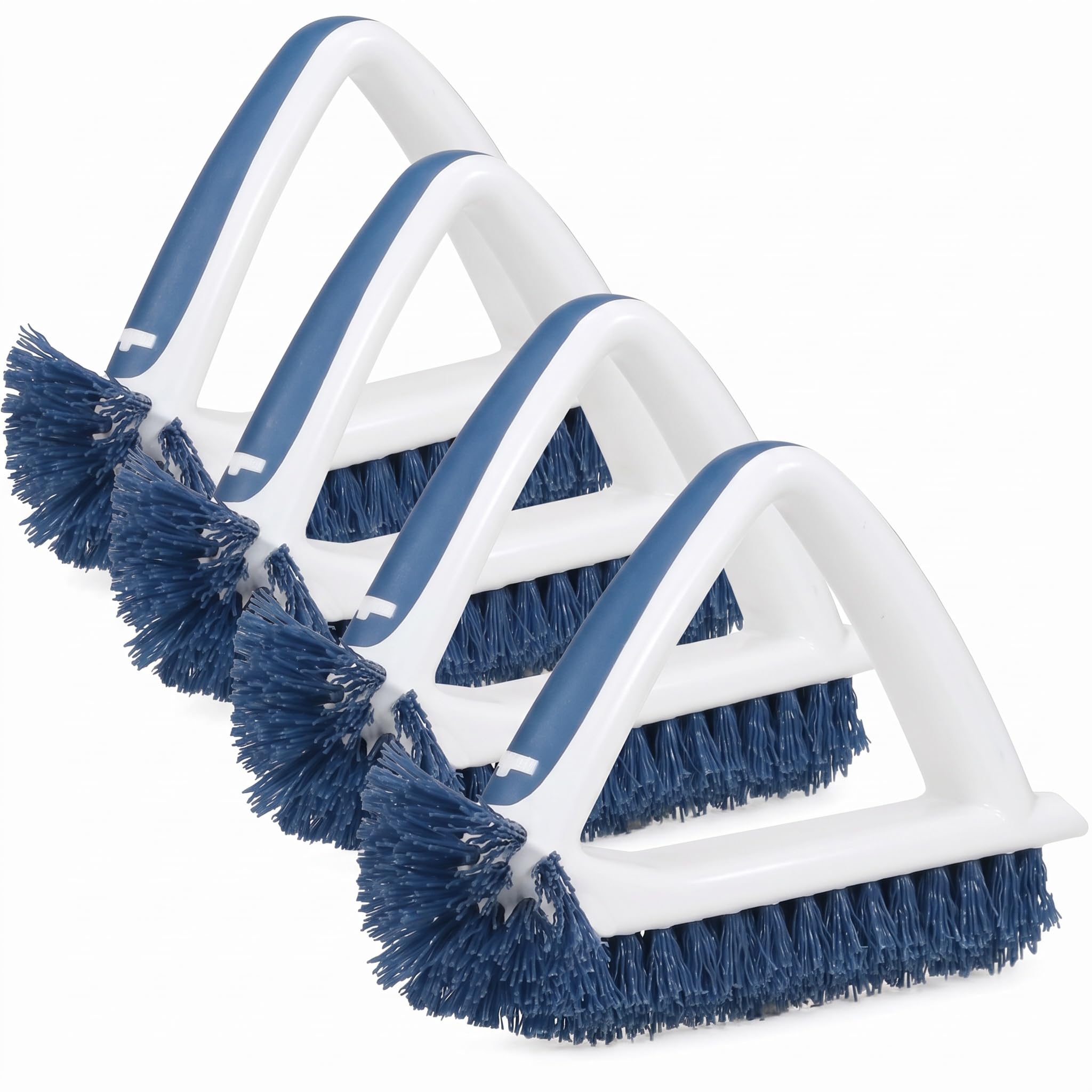 Unger 2-in-1 Grout and Corner Scrubber Brush Tool, Crevice Bathroom Cleaning Supplies for Showers, Door Tracks, Tile, and Bathtubs, Household 360-Degree Scrubbing Power (Pack of 4)