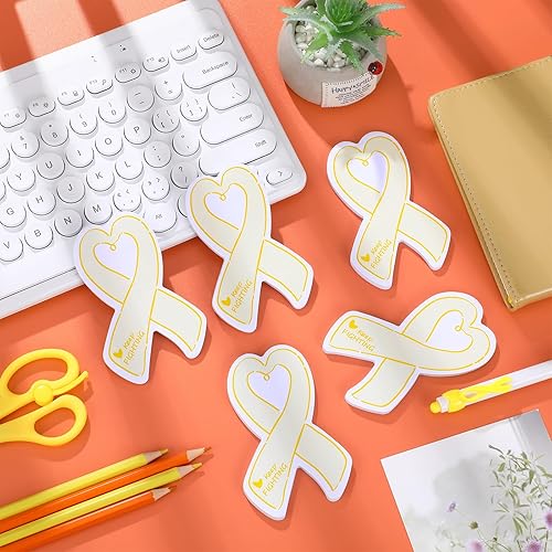 Miniatura 6 de Fulmoon 24 blocs de notas de concienciación sobre el cáncer infantil, 40 hojas a granel, cinta amarilla, artículos de concienciación sobre