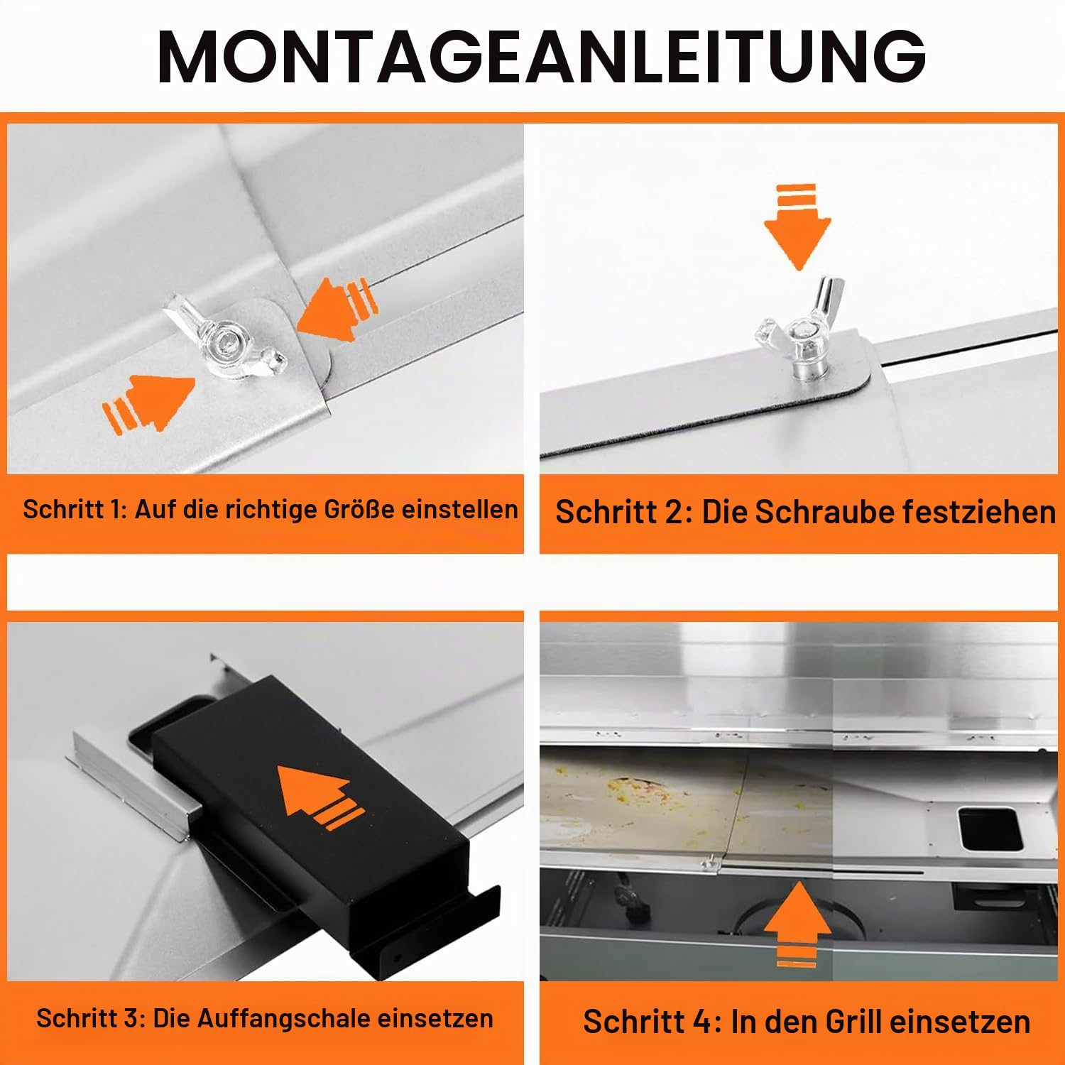Verstellbare Fettwanne, Abtropfschale mit Auffangwanne, passend für Nexgrill, Charbroil, Dyna Glo, Kenmore, BHG, Master, Hinterhof, Uniflame, Expert, verzinkter Stahl, Ersatzteil für 3/4/5-Brenner
