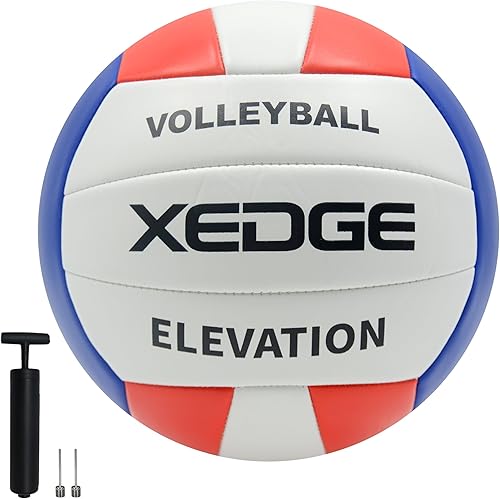 Miniatura 6 de XEDGE Pelota de voleibol cosida a máquina, tamaño 5, oficial para entrenamiento en interiores y exteriores, playa, césped y juego en la cancha Rosa